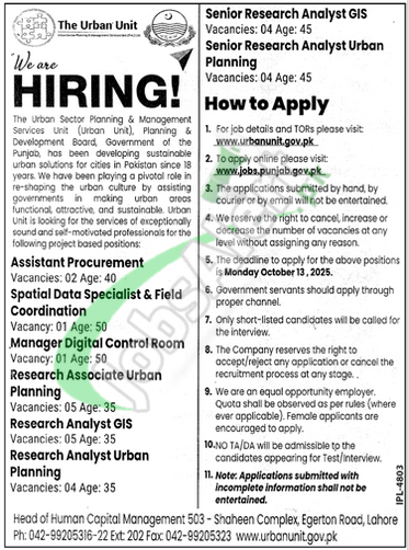 The Urban Unit Punjab Jobs 2025 Career Offers